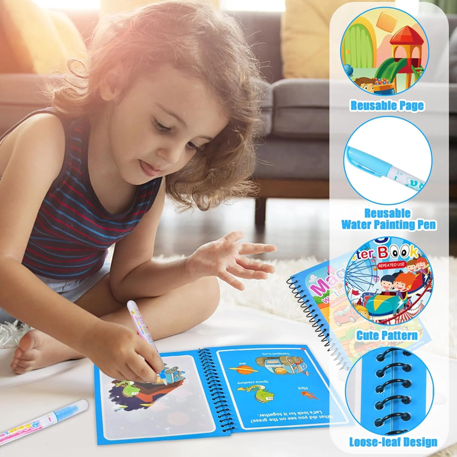 Reusable Painting Book Montess - огляд і ціна Reusable Water Magic Coloring Book